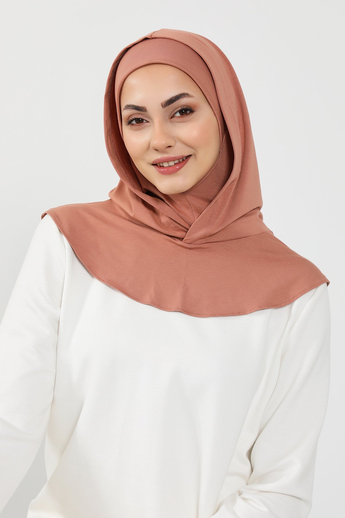 Full Coverage Instant Cotton Bonnet for Women, Ready-to-Wear Hijab Bonnet with Neck Coverage,B-89P Cappucino