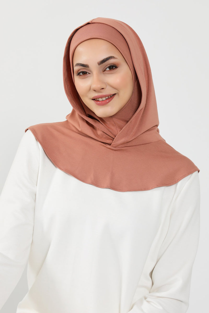 Full Coverage Instant Cotton Bonnet for Women, Ready-to-Wear Hijab Bonnet with Neck Coverage,B-89P Cappucino