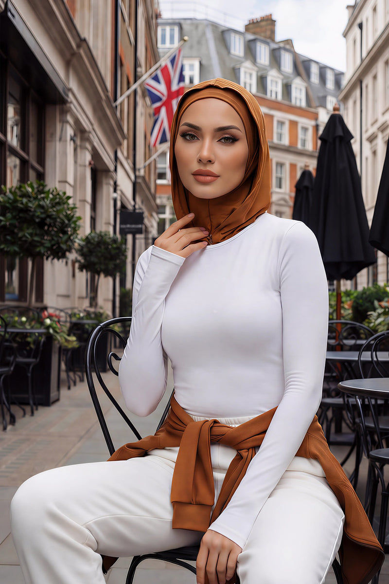 Full Coverage Instant Cotton Bonnet for Women, Ready-to-Wear Hijab Bonnet with Neck Coverage,B-89P Dark Mustard