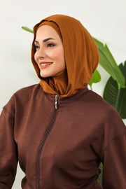 Full Coverage Instant Cotton Bonnet for Women, Ready-to-Wear Hijab Bonnet with Neck Coverage,B-89P Dark Mustard