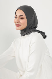 Full Coverage Instant Cotton Bonnet for Women, Ready-to-Wear Hijab Bonnet with Neck Coverage,B-89P Anthracite