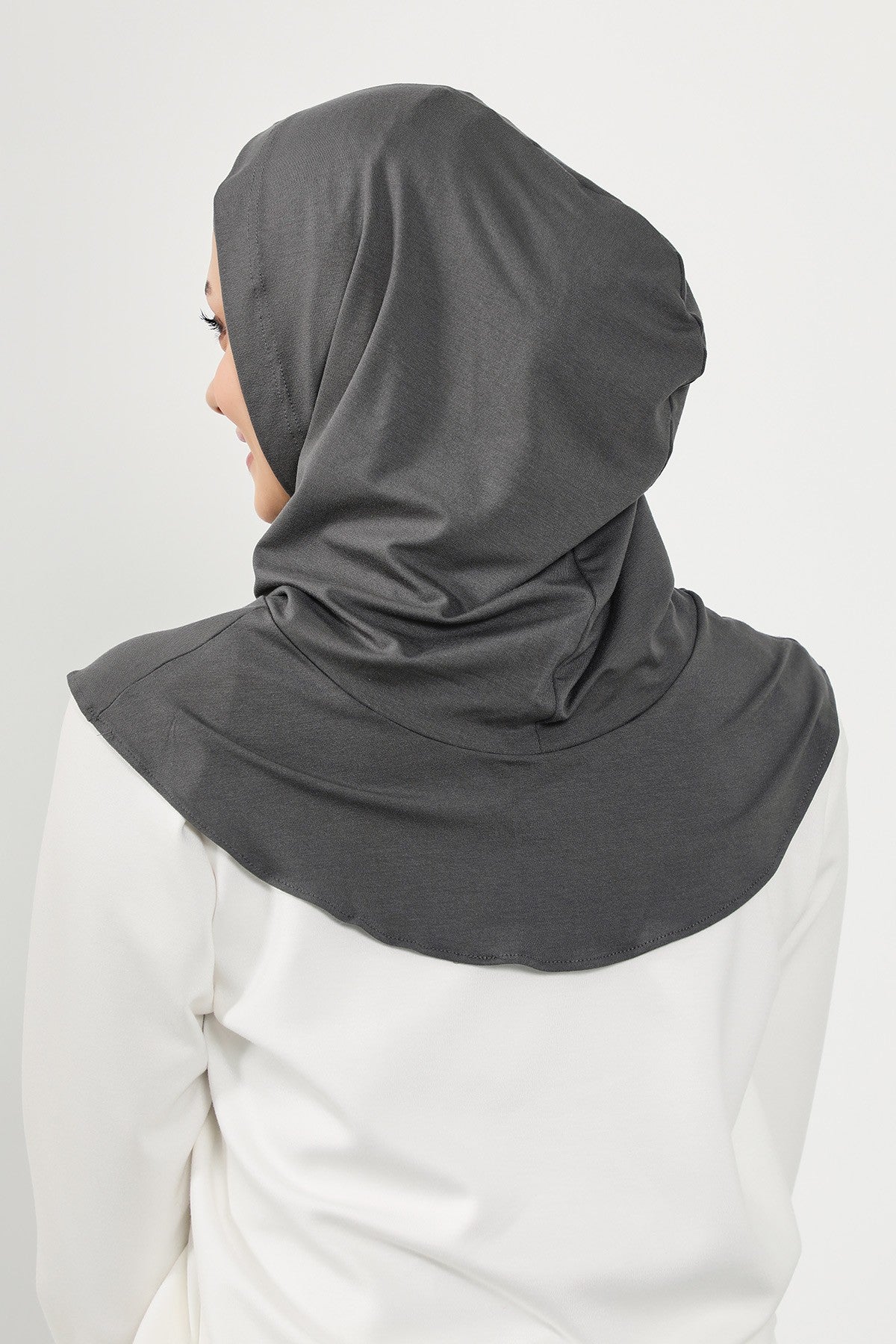 Full Coverage Instant Cotton Bonnet for Women, Ready-to-Wear Hijab Bonnet with Neck Coverage,B-89P Anthracite