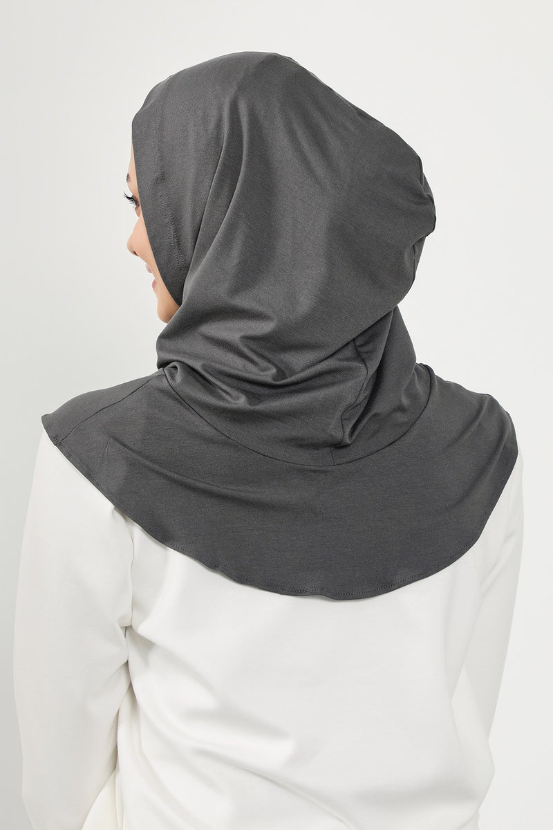 Full Coverage Instant Cotton Bonnet for Women, Ready-to-Wear Hijab Bonnet with Neck Coverage,B-89P Anthracite