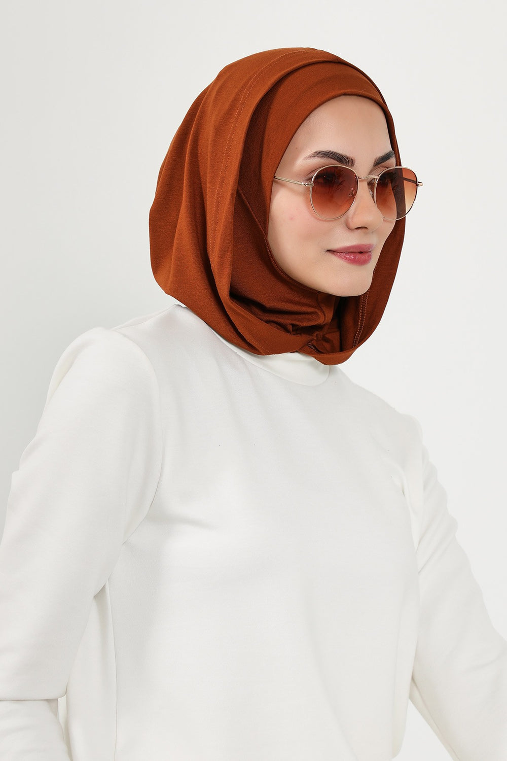 Full Coverage Instant Cotton Bonnet for Women, Ready-to-Wear Hijab Bonnet with Neck Coverage,B-89P Tile Red