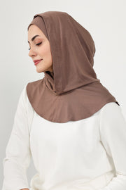 Full Coverage Instant Cotton Bonnet for Women, Ready-to-Wear Hijab Bonnet with Neck Coverage,B-89P Chocolate