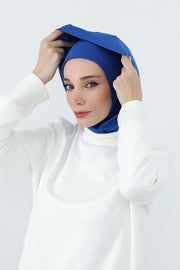 Full Coverage Instant Cotton Bonnet for Women, Ready-to-Wear Hijab Bonnet with Neck Coverage,B-89P Sax Blue