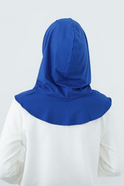 Full Coverage Instant Cotton Bonnet for Women, Ready-to-Wear Hijab Bonnet with Neck Coverage,B-89P Sax Blue