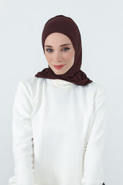 Full Coverage Instant Cotton Bonnet for Women, Ready-to-Wear Hijab Bonnet with Neck Coverage,B-89P Brown