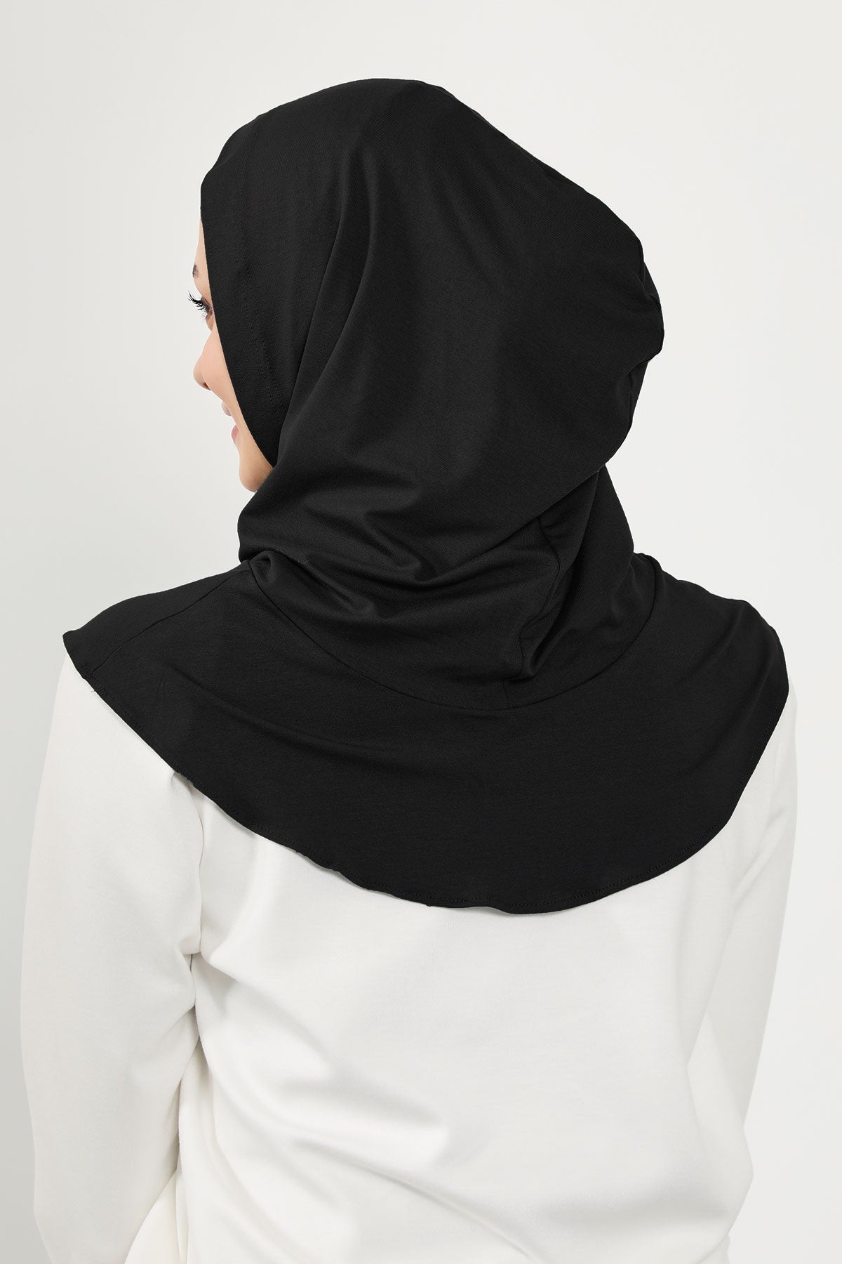 Full Coverage Instant Cotton Bonnet for Women, Ready-to-Wear Hijab Bonnet with Neck Coverage,B-89P Black
