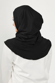 Full Coverage Instant Cotton Bonnet for Women, Ready-to-Wear Hijab Bonnet with Neck Coverage,B-89P Black
