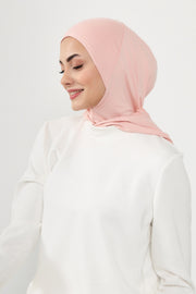 Full Coverage Instant Cotton Bonnet for Women, Ready-to-Wear Hijab Bonnet with Neck Coverage,B-89P Powder