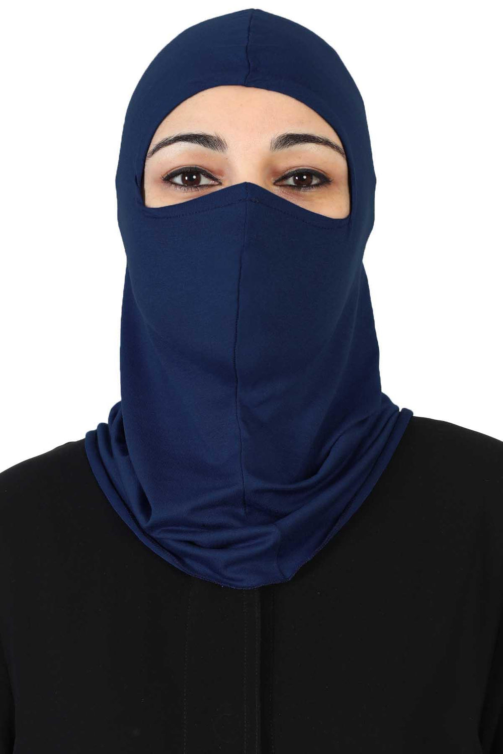 Full-Coverage Instant Turban Face Mask, Easy to Wear Inner Bonnet Ninja Cap, Balaclava Wind-Resistant Face Mask Muslim Head Cover Gift,TB-2 Navy Blue