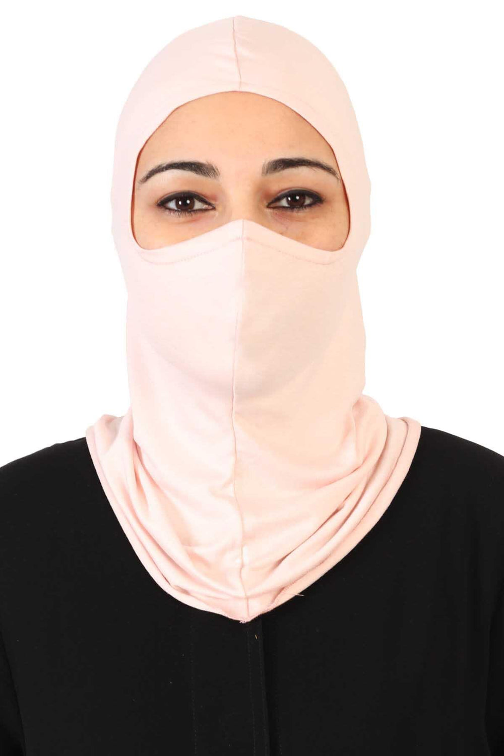Full-Coverage Instant Turban Face Mask, Easy to Wear Inner Bonnet Ninja Cap, Balaclava Wind-Resistant Face Mask Muslim Head Cover Gift,TB-2 Powder