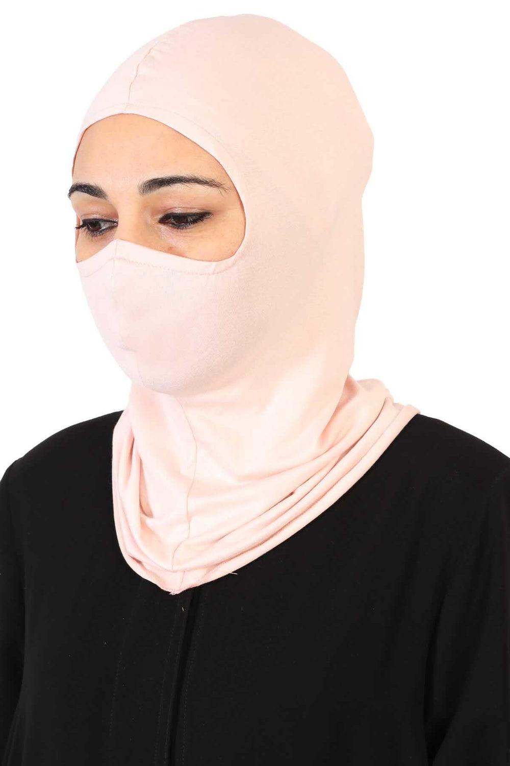 Full-Coverage Instant Turban Face Mask, Easy to Wear Inner Bonnet Ninja Cap, Balaclava Wind-Resistant Face Mask Muslim Head Cover Gift,TB-2 Powder