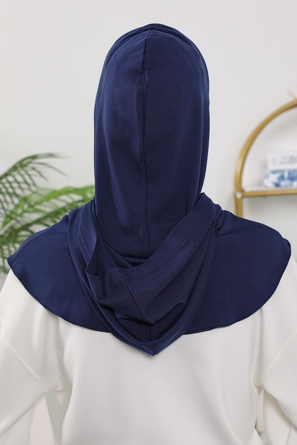 Full Coverage Instant Women Bonnet, All Season Ready-to-Wear Hijab Bonnet with Neck Coverage,B-89O Navy Blue