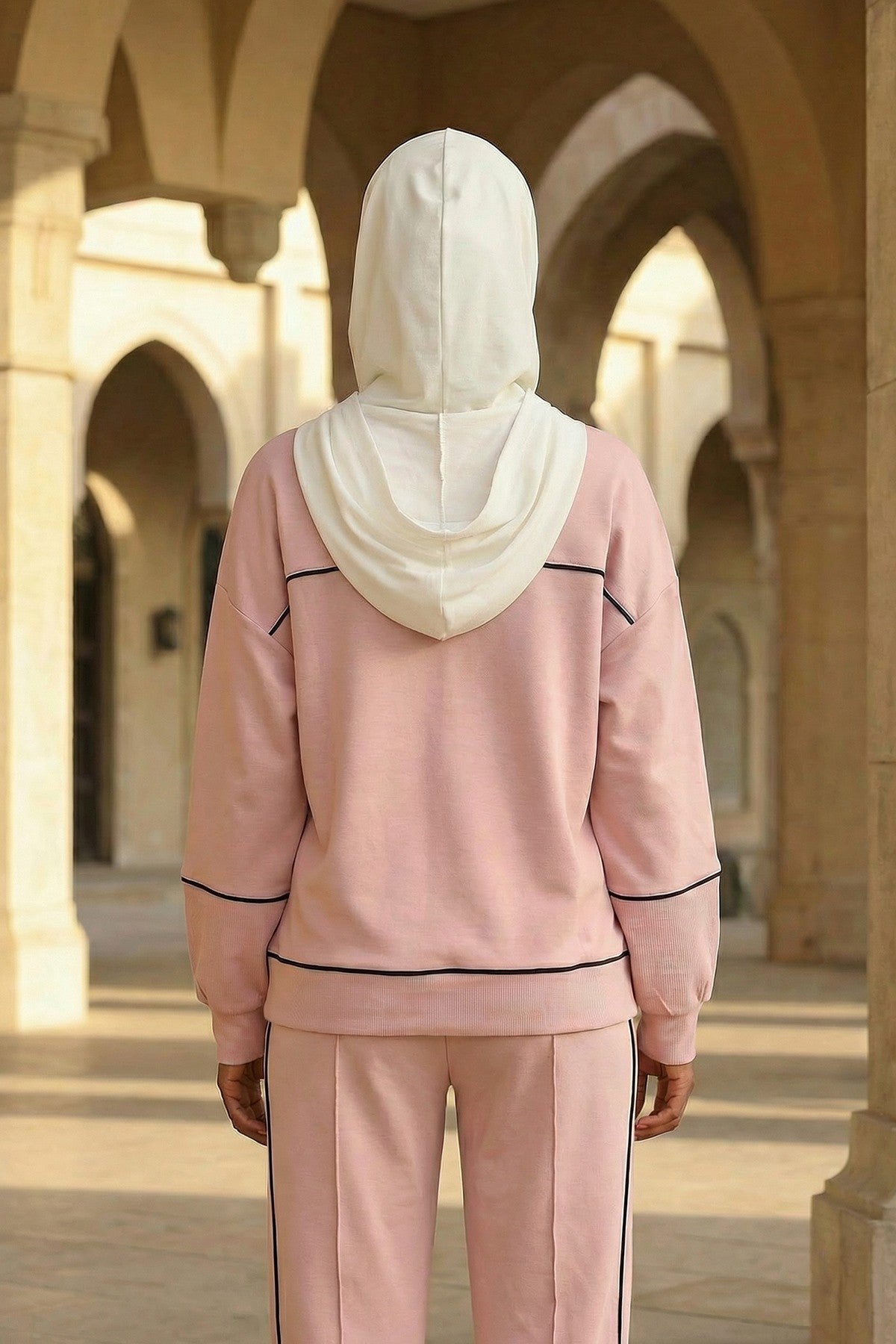 Full Coverage Instant Women Bonnet, All Season Ready-to-Wear Hijab Bonnet with Neck Coverage,B-89O Ecru