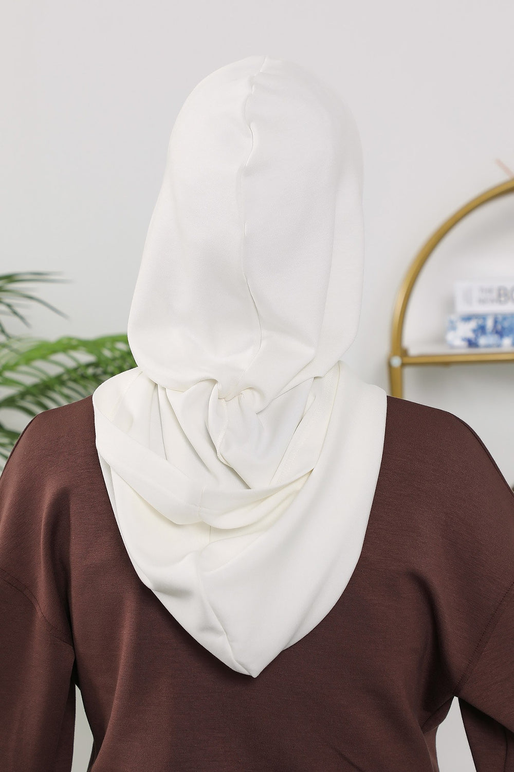 Full Coverage Instant Women Bonnet, All Season Ready-to-Wear Hijab Bonnet with Neck Coverage,B-89O Ecru