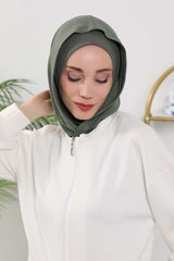 Full Coverage Instant Women Bonnet, All Season Ready-to-Wear Hijab Bonnet with Neck Coverage,B-89O Army Green
