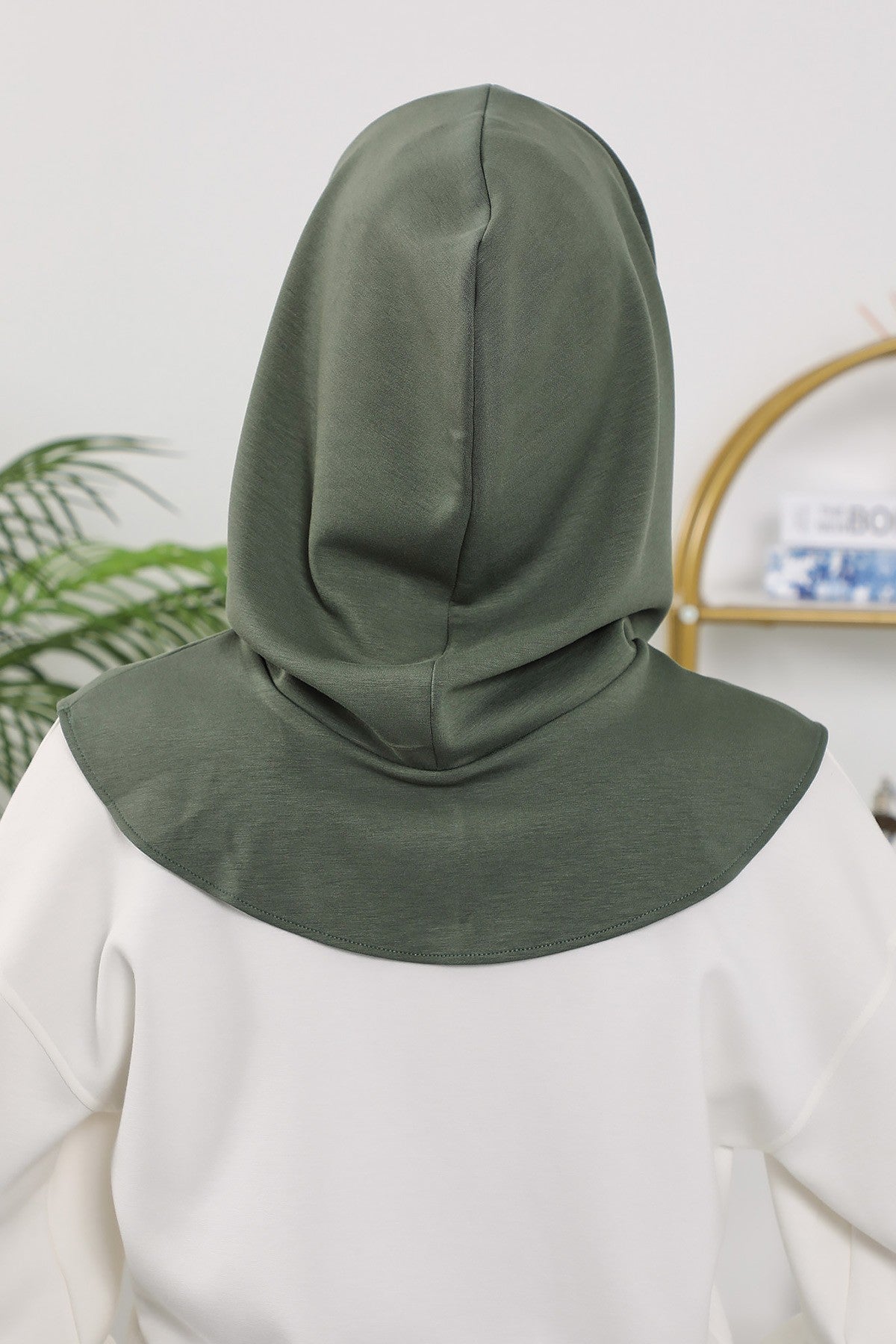 Full Coverage Instant Women Bonnet, All Season Ready-to-Wear Hijab Bonnet with Neck Coverage,B-89O Army Green