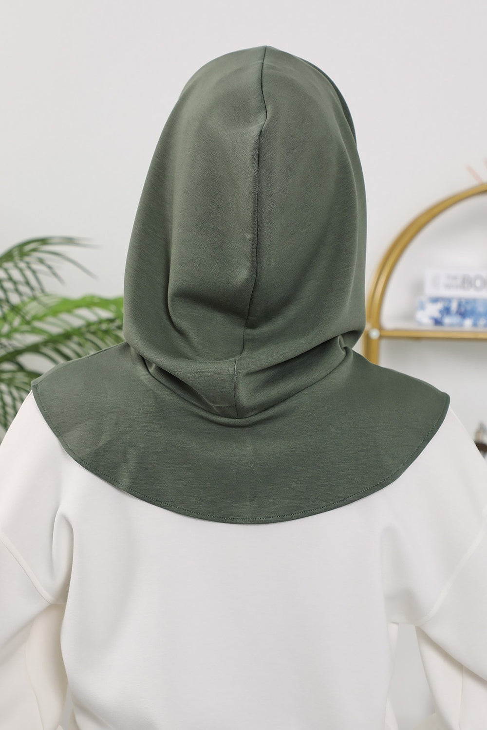 Full Coverage Instant Women Bonnet, All Season Ready-to-Wear Hijab Bonnet with Neck Coverage,B-89O Army Green