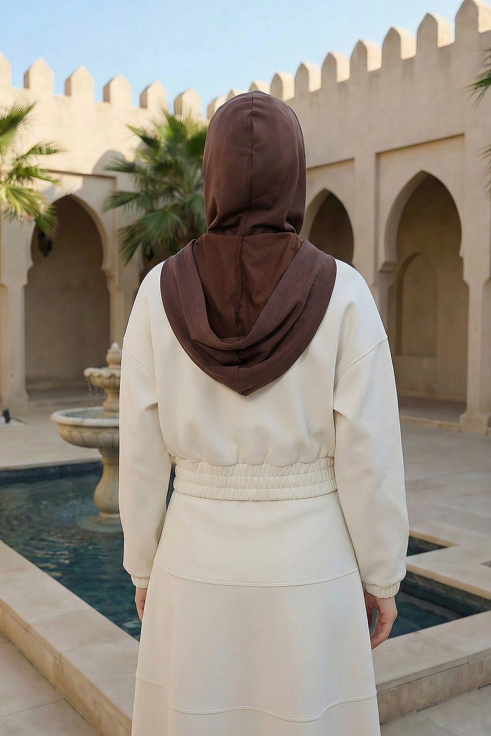 Full Coverage Instant Women Bonnet, All Season Ready-to-Wear Hijab Bonnet with Neck Coverage,B-89O Brown