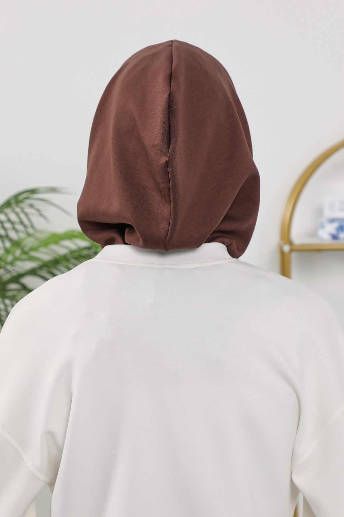 Full Coverage Instant Women Bonnet, All Season Ready-to-Wear Hijab Bonnet with Neck Coverage,B-89O Brown