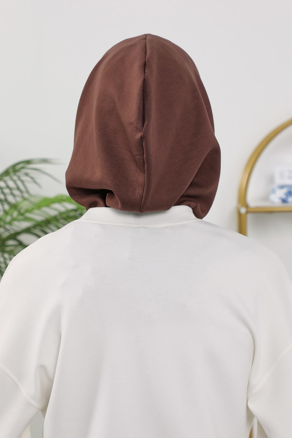 Full Coverage Instant Women Bonnet, All Season Ready-to-Wear Hijab Bonnet with Neck Coverage,B-89O Brown