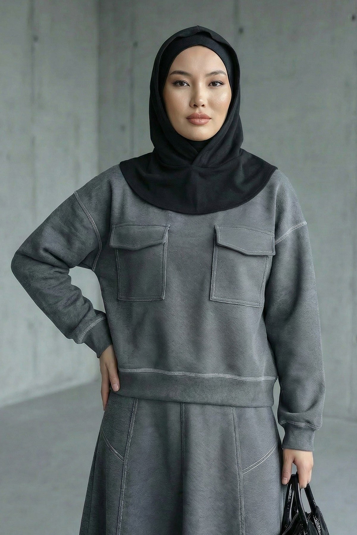 Full Coverage Instant Women Bonnet, All Season Ready-to-Wear Hijab Bonnet with Neck Coverage,B-89O Black