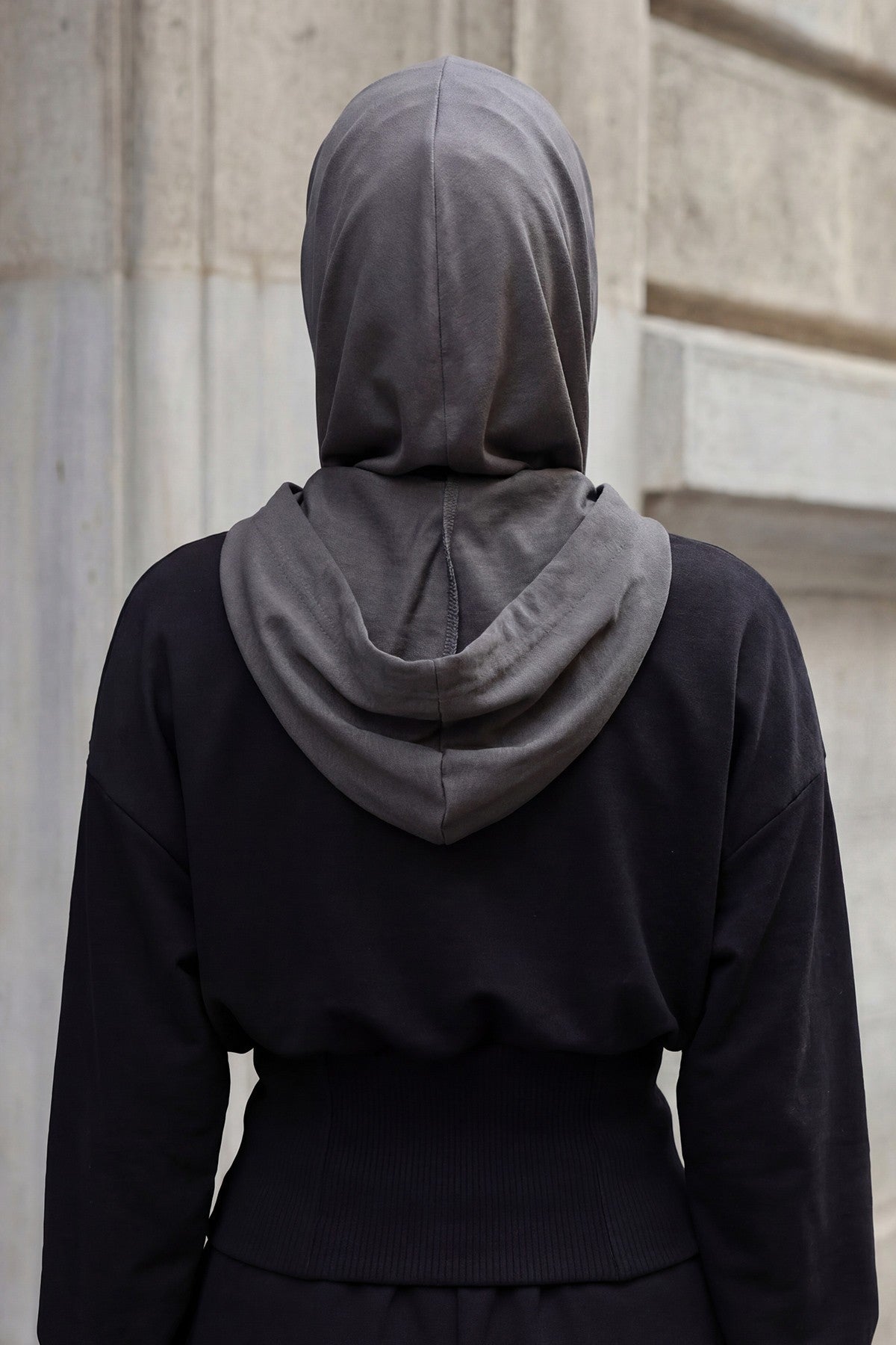 Full Coverage Instant Women Bonnet, All Season Ready-to-Wear Hijab Bonnet with Neck Coverage,B-89O Anthracite