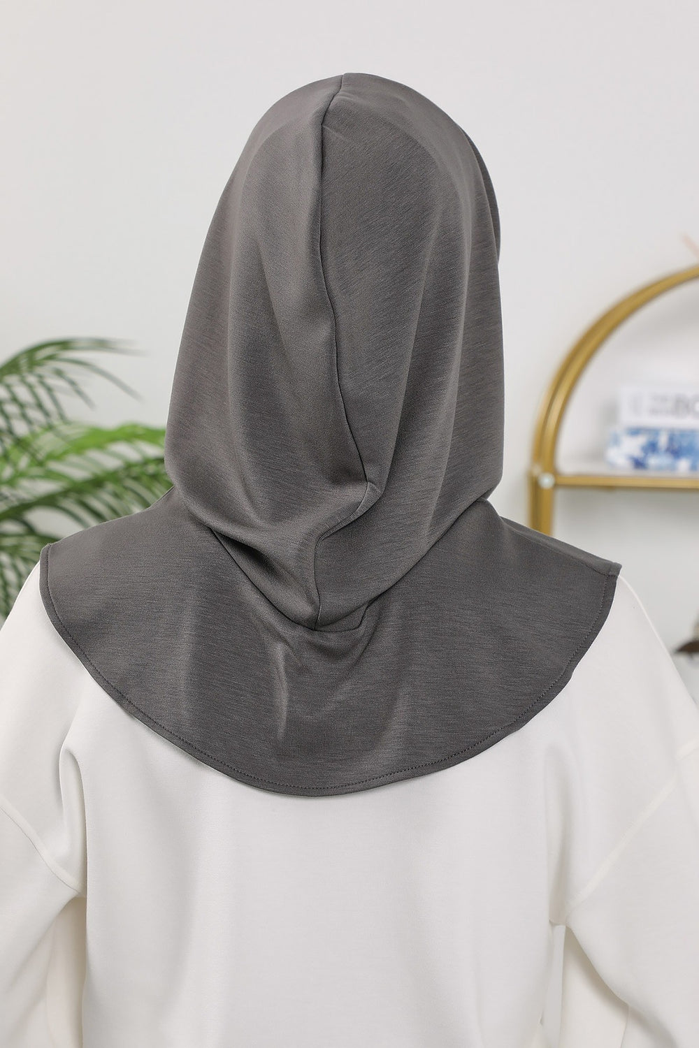 Full Coverage Instant Women Bonnet, All Season Ready-to-Wear Hijab Bonnet with Neck Coverage,B-89O Anthracite