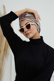 Glamour Knot Velvet Pre-Tied Turban, Super Soft Handmade Instant Turban Head Cover for Women, Velvet Winter Hat, Comfy Chemo Headwear,B-68K Mink