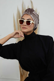Glamour Knot Velvet Pre-Tied Turban, Super Soft Handmade Instant Turban Head Cover for Women, Velvet Winter Hat, Comfy Chemo Headwear,B-68K Mink