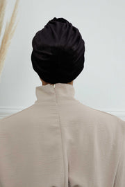 Glamour Knot Velvet Pre-Tied Turban, Super Soft Handmade Instant Turban Head Cover for Women, Velvet Winter Hat, Comfy Chemo Headwear,B-68K Black