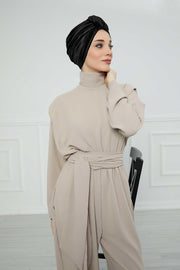 Glamour Knot Velvet Pre-Tied Turban, Super Soft Handmade Instant Turban Head Cover for Women, Velvet Winter Hat, Comfy Chemo Headwear,B-68K Black