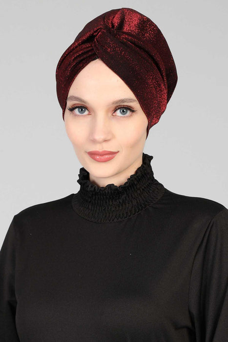 Glitter Instant Turban for Women Polyester Head Wrap Lightweight Head Scarf Modest Headwear  Patterned Bonnet Cap,B-4SIM