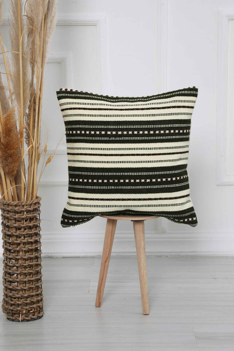 Hand Knotted Decorative Wool Throw Pillow Cover Traditional Anatolian Hand Loom Woven Handcrafted  45x45 cm Cushion Cover,K-236