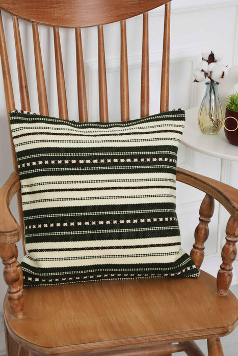 Hand Knotted Decorative Wool Throw Pillow Cover Traditional Anatolian Hand Loom Woven Handcrafted  45x45 cm Cushion Cover,K-236