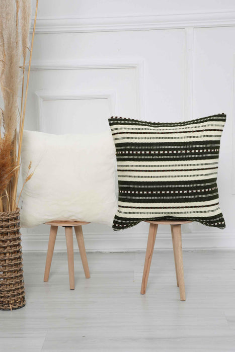 Hand Knotted Decorative Wool Throw Pillow Cover Traditional Anatolian Hand Loom Woven Handcrafted  45x45 cm Cushion Cover,K-236