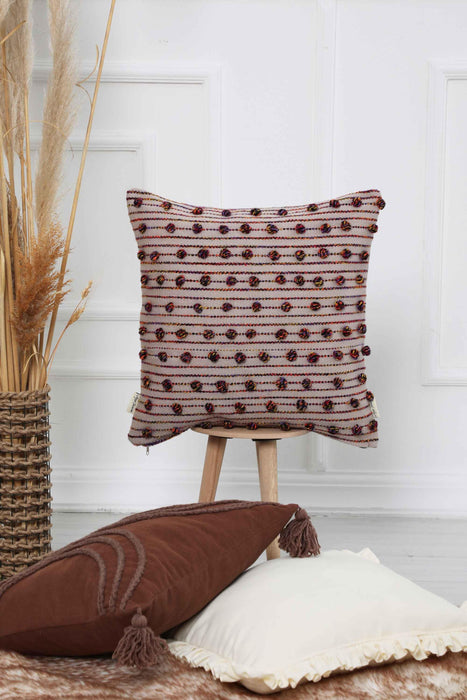 Hand Knotted Decorative Wool Throw Pillow Cover Traditional Anatolian Hand Loom Woven Handcrafted  45x45 cm Cushion Cover,K-242