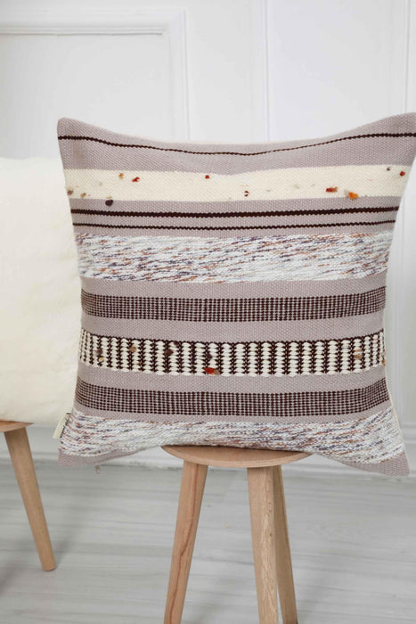 Hand Knotted Decorative Wool Throw Pillow Cover Traditional Anatolian Hand Loom Woven Handcrafted  45x45 cm Cushion Cover,K-243
