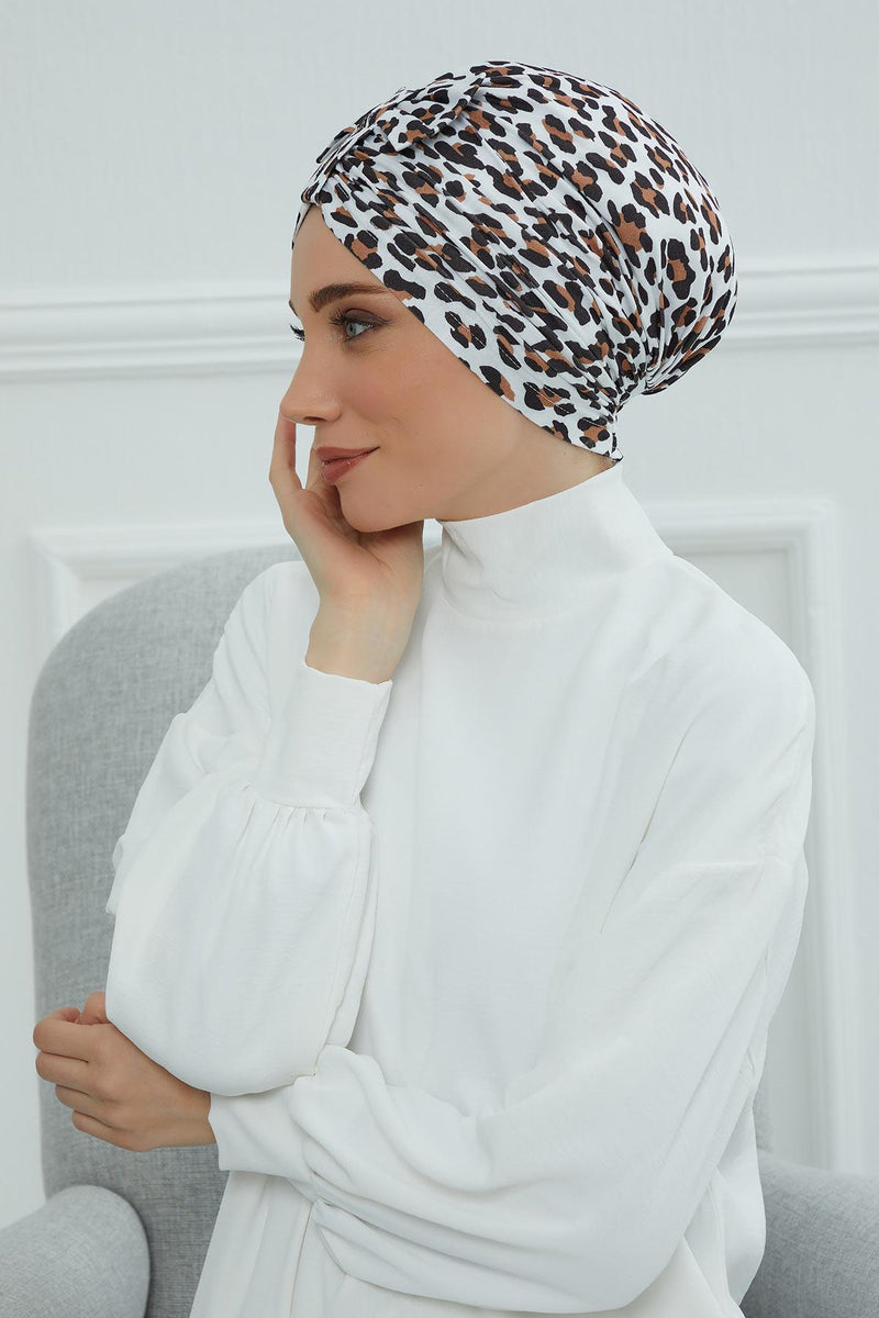 Handmade Instant Turban Bonnet Cap with Bow Tie on the Front Side, Fashionable Cotton Head Wrap Lightweight Head Scarf with Bow Tie,B-7YD