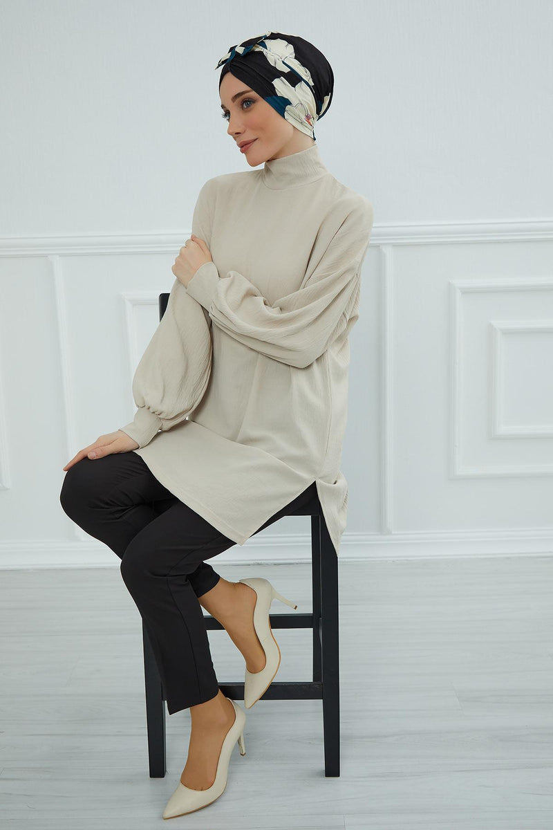 Handmade Instant Turban Bonnet Cap with Bow Tie on the Front Side, Fashionable Cotton Head Wrap Lightweight Head Scarf with Bow Tie,B-7YD