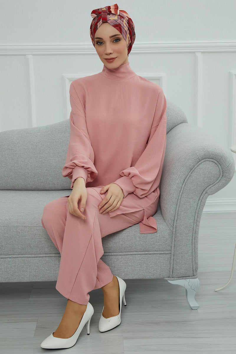 Handmade Instant Turban Bonnet Cap with Bow Tie on the Front Side, Fashionable Cotton Head Wrap Lightweight Head Scarf with Bow Tie,B-7YD