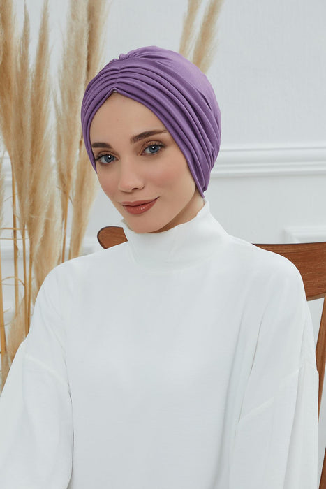 Shirred Elegance Head Turban For Women Fashion Instant Turban Shirred Head Scarf, Plain & Comfortable Stylish Bonnet Cap for Women,B-13