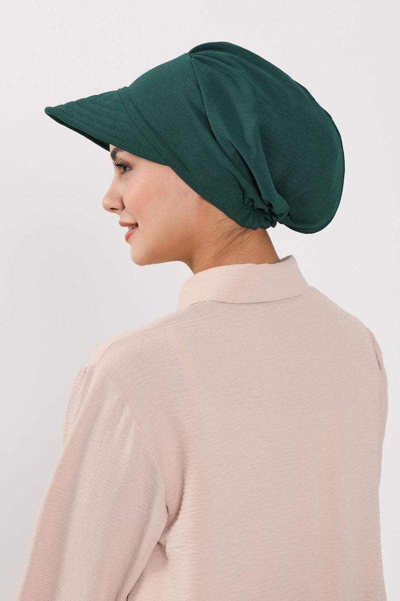 High Quality Newsboy Women Hat, Pre-Tied Turban made from High Quality Wrinkle-Resistant Aerobin Fabric, Visored Instant Turban Cover,B-73A