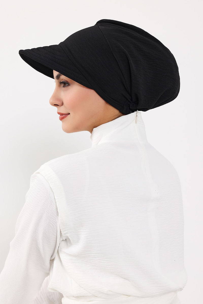 High Quality Newsboy Women Hat, Pre-Tied Turban made from High Quality Wrinkle-Resistant Aerobin Fabric, Visored Instant Turban Cover,B-73A
