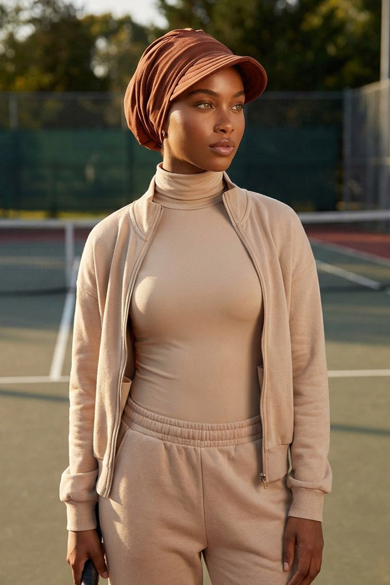 High Quality Newsboy Women Hat, Pre-Tied Turban made from High Quality Wrinkle-Resistant Aerobin Fabric, Visored Instant Turban Cover,B-73A