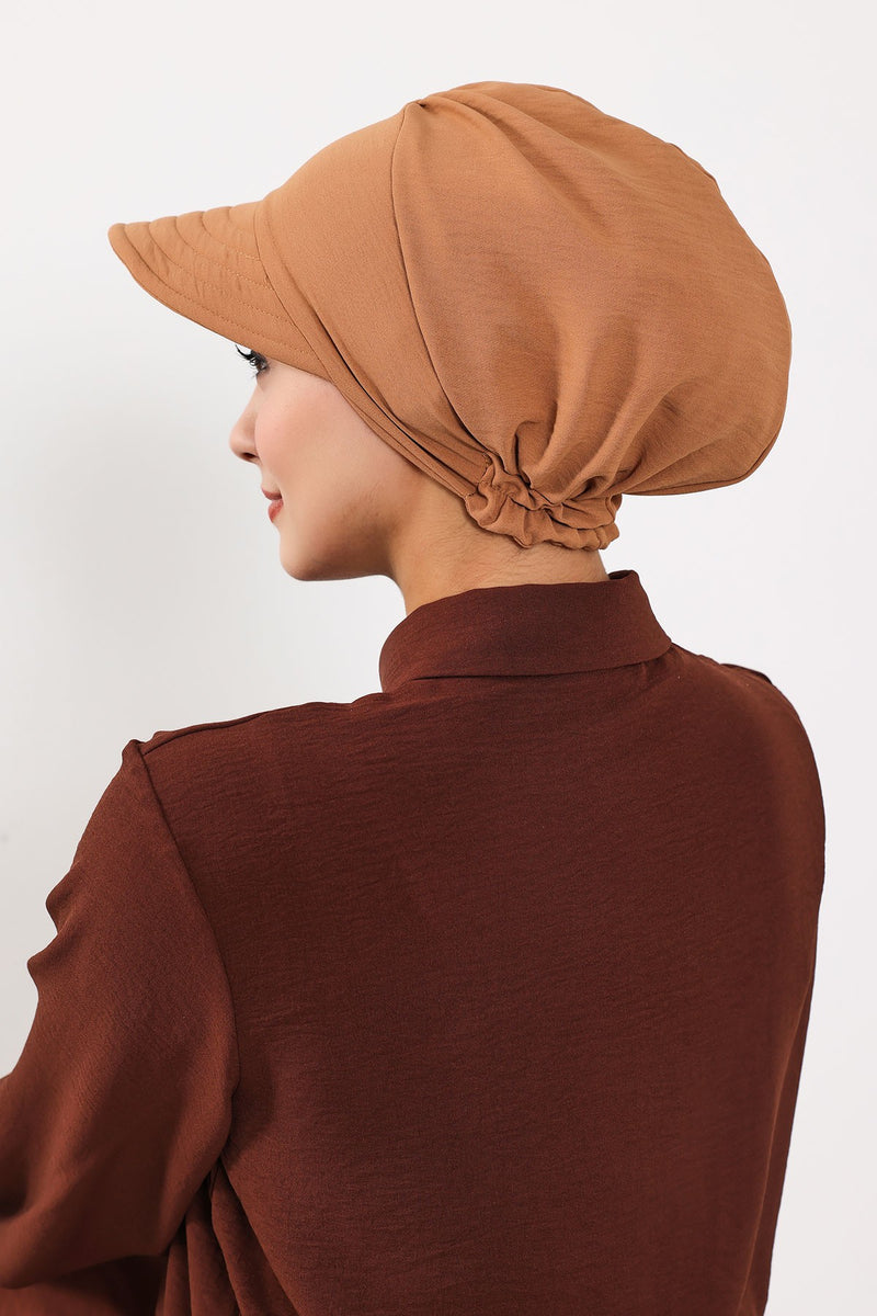 High Quality Newsboy Women Hat, Pre-Tied Turban made from High Quality Wrinkle-Resistant Aerobin Fabric, Visored Instant Turban Cover,B-73A