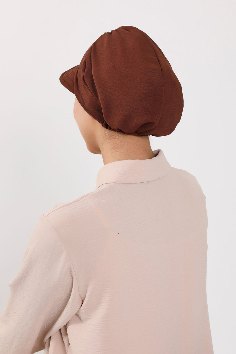 High Quality Newsboy Women Hat, Pre-Tied Turban made from High Quality Wrinkle-Resistant Aerobin Fabric, Visored Instant Turban Cover,B-73A