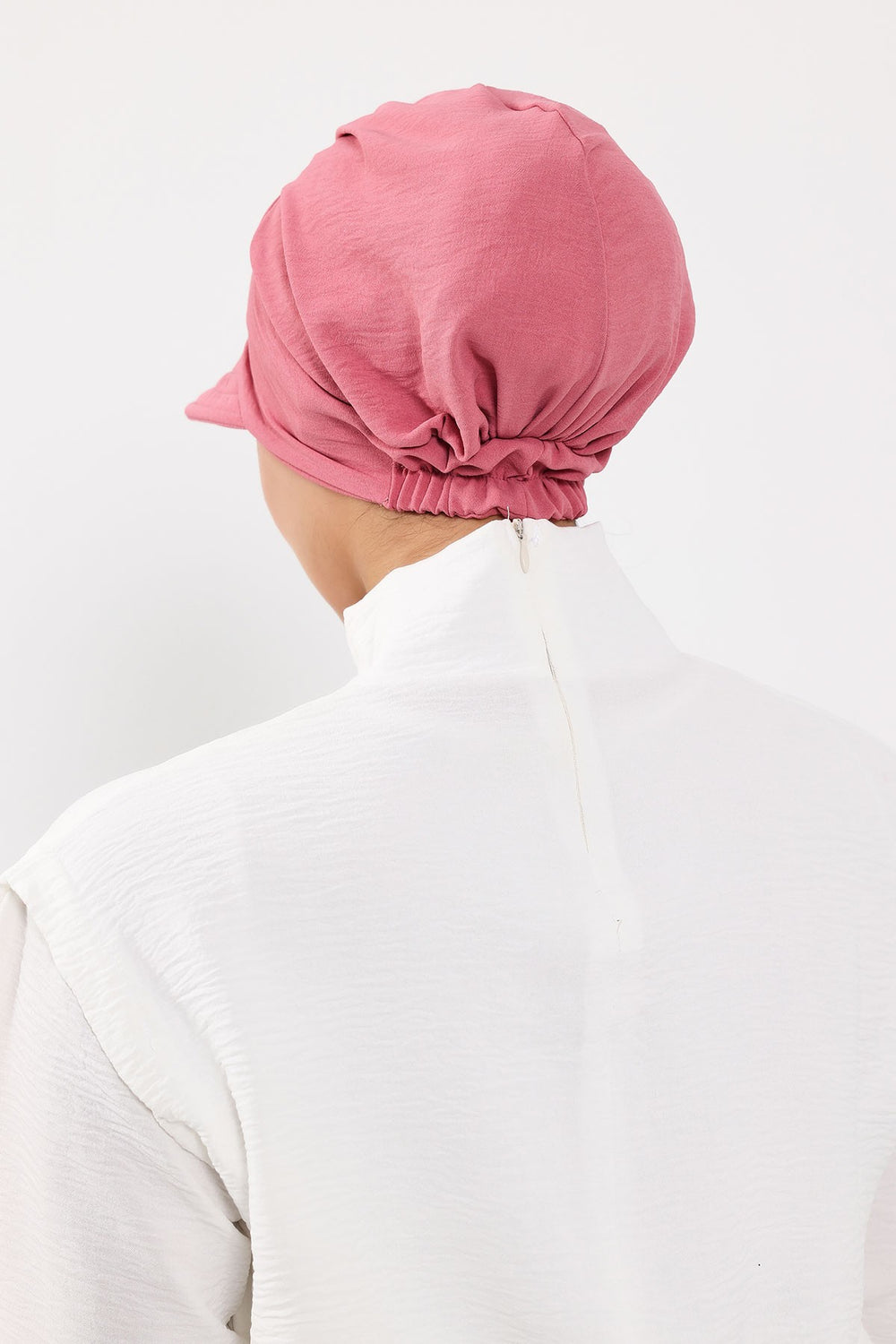 High Quality Newsboy Women Hat, Pre-Tied Turban made from High Quality Wrinkle-Resistant Aerobin Fabric, Visored Instant Turban Cover,B-73A Dark Pink